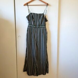 Dark Green Striped Jumpsuit